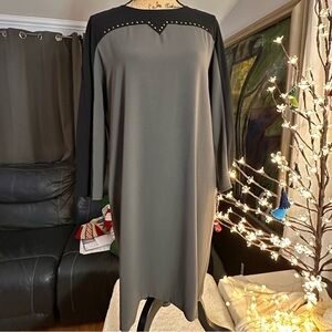 Gerard Darel Elegant Black & Gray with Rivet Detail Dress Size 8/10